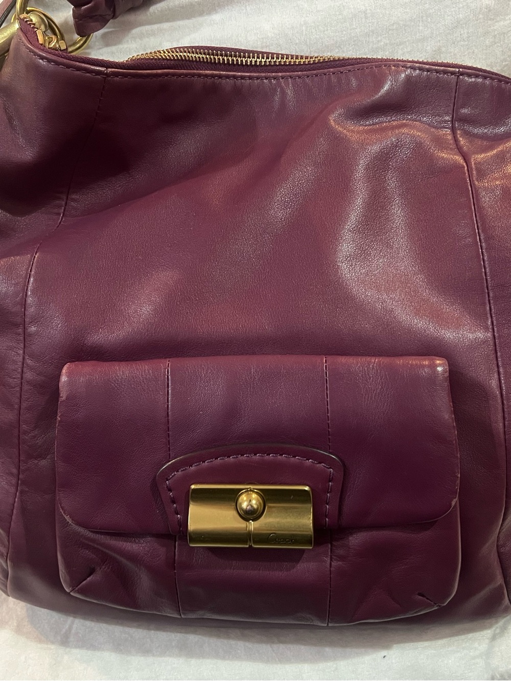 COACH KRISTIN VIOLET GLOVE LEATHER 2-WAY SATCHEL EUC CLEAN